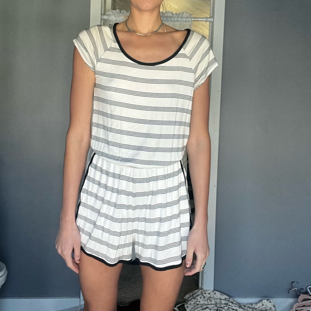 Romper, black and white stripped